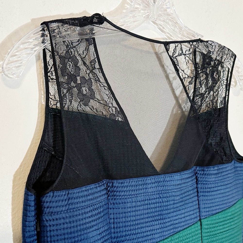 Anthropologie Niki Mahajan Lined Silk Patchwork Lace Multicolor Midi Dress S- 8 - Picture 7 of 16